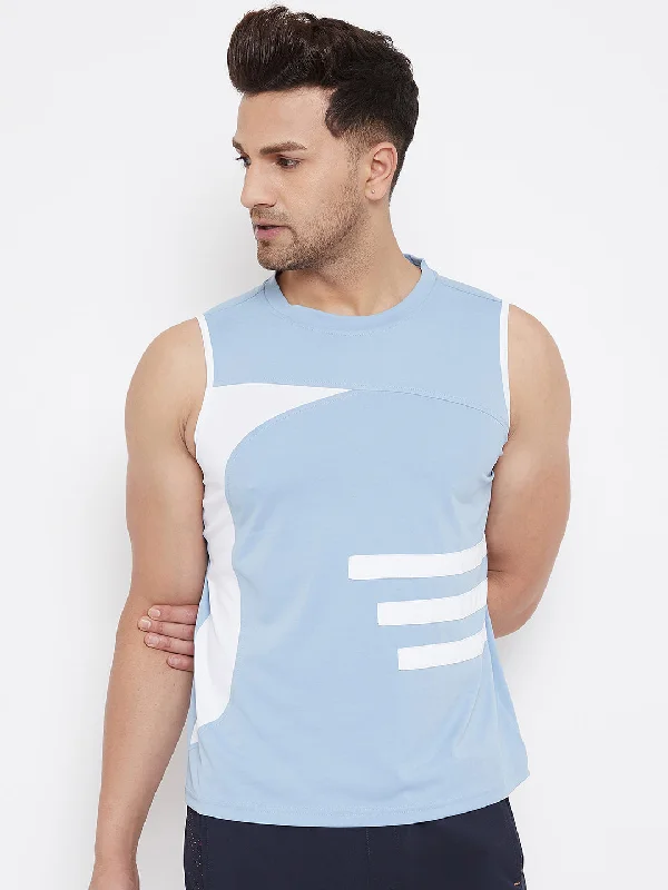 Men's Shirts for FishingJUMP USA Men Blue & White Striped Active Wear T-shirt