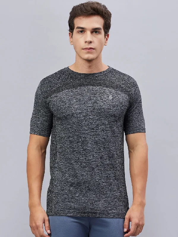 Men's Shirts with Elastic WaistbandsMen's Seamless Melange Moisture-Wicking Sports T-Shirt Men's Shirts with Elastic WaistbandsMen's Seamless Melange Moisture-Wicking Sports T-Shirt