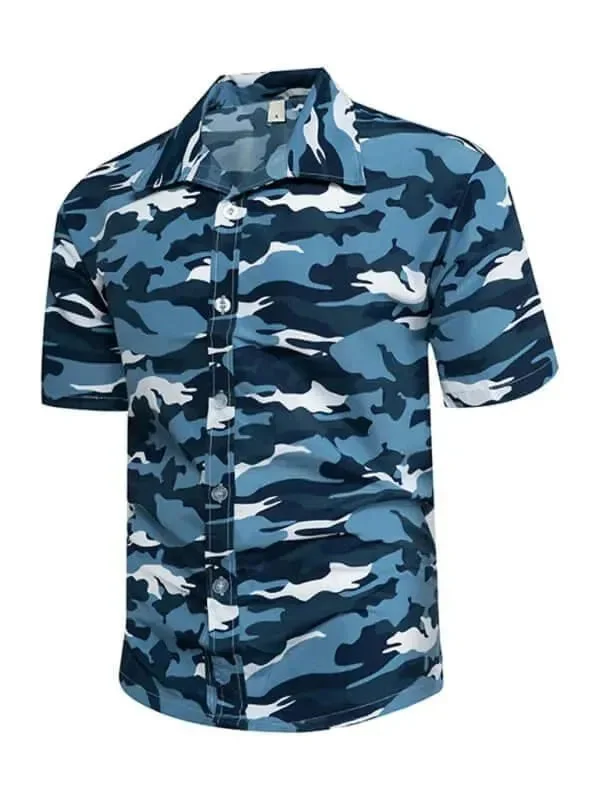 Men's Dressy Button-Down Shirts for Formal OccasionsCamouflage Short Sleeve Shirt